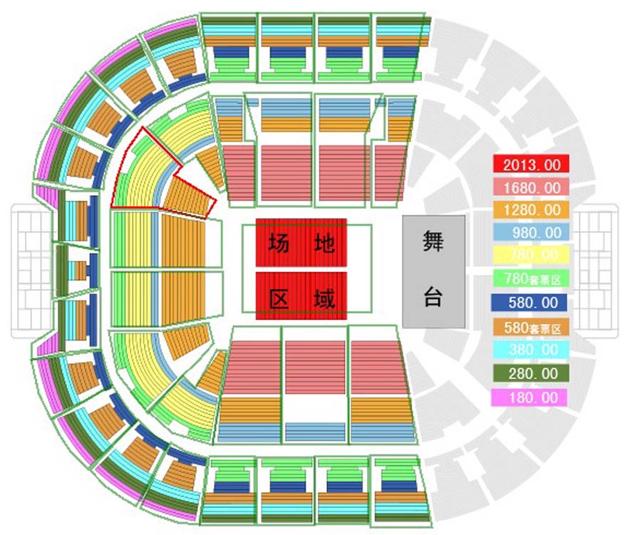 2013谭咏麟“再度感动北京ENCORE”演唱会座位图