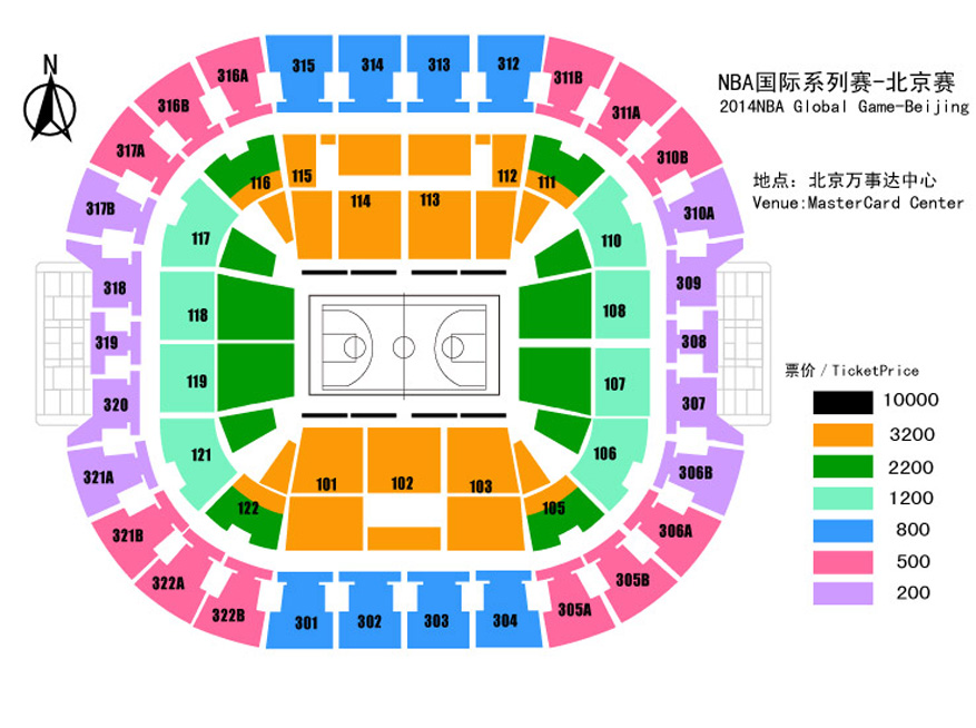 NBA中国赛 国际系列赛—北京赛座位图