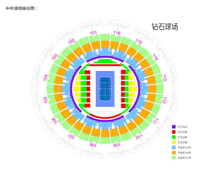 2020中国网球公开赛（钻石球场）座位图