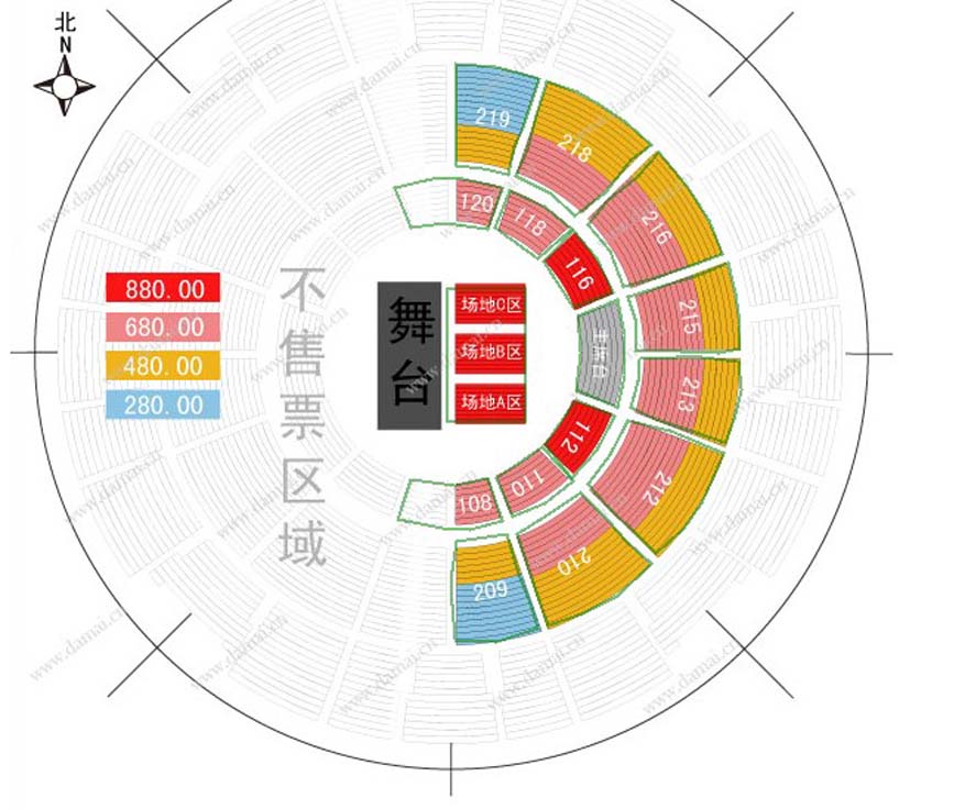 首页 演出场馆 工人体育馆 座位图 现有: 30 场演出 387 个场馆
