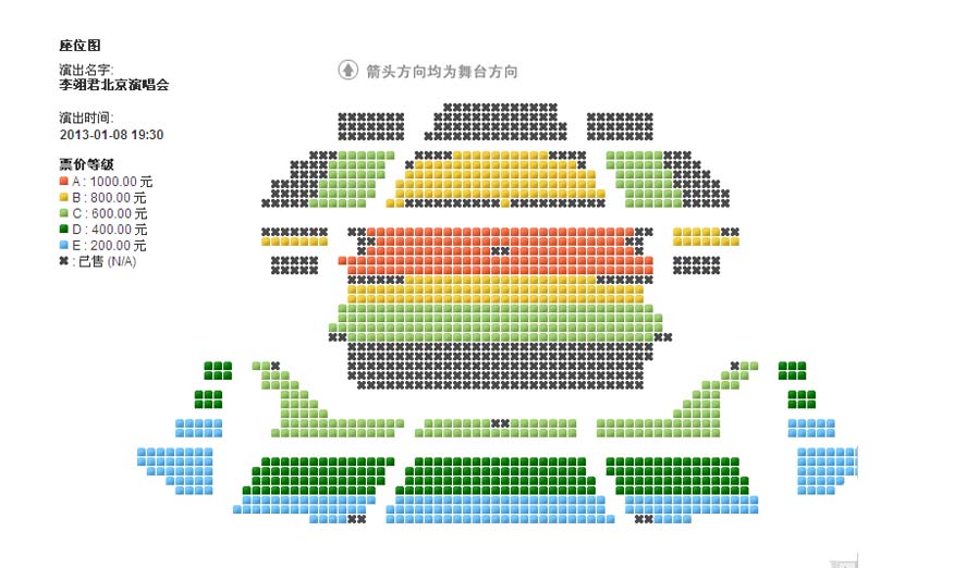 2013李翊君北京演唱会座位图