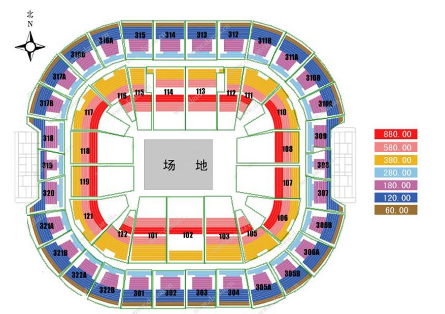 国际摩联花式极限摩托世界锦标赛北京站.座位图